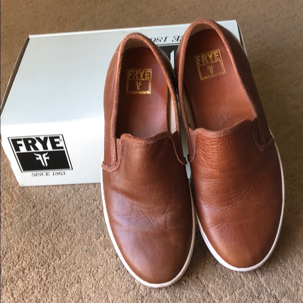 Frye brown leather men’s slip ons